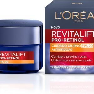 L'Oréal Paris Creme Facial Antirrugas Revitalift Pro Retinol Cuidado Diurno FPS20, 49g