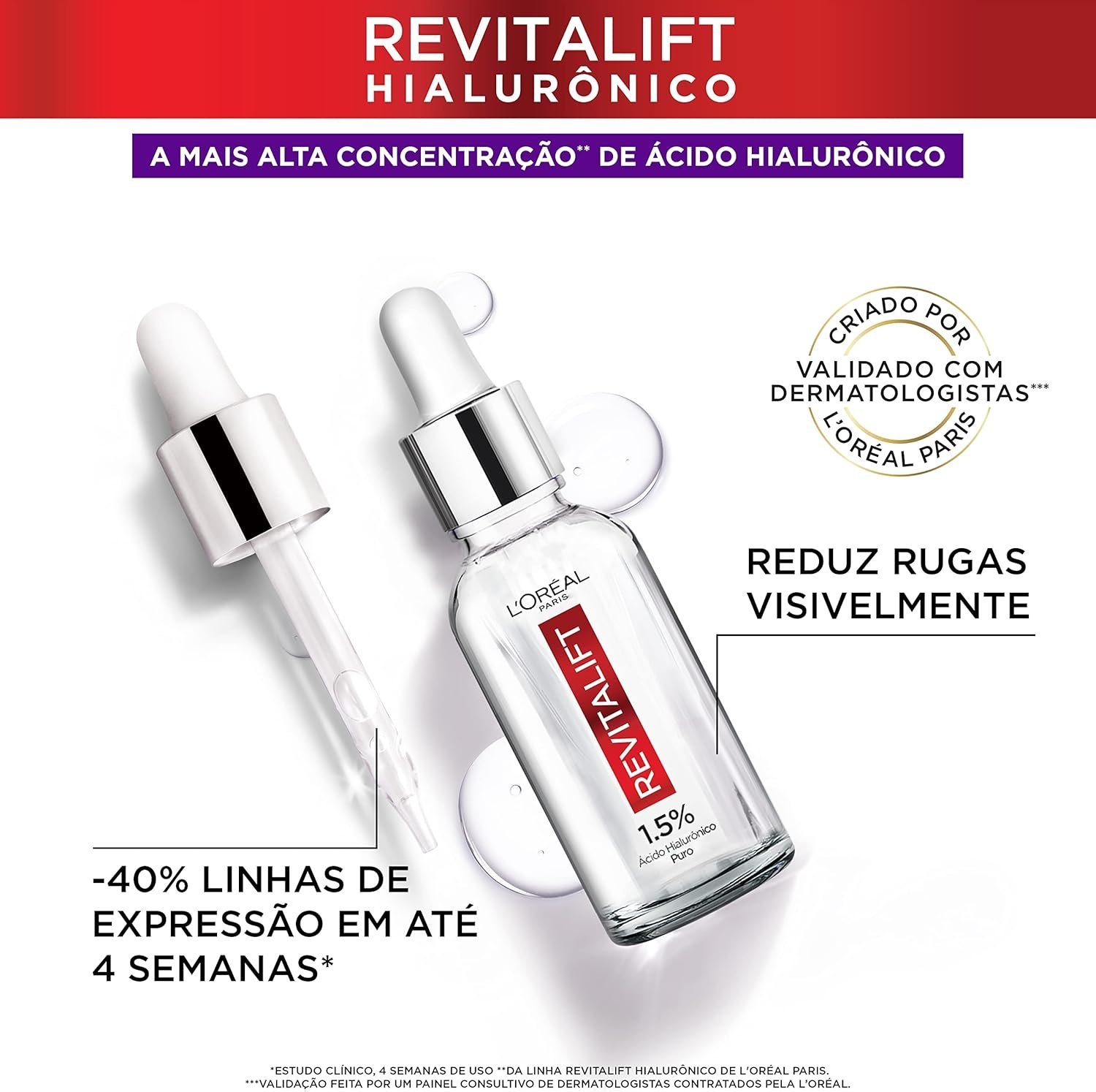 L'Oréal Paris Sérum Anti-Idade Hidratação Preenchedora Revitalift, 1,5% de Ácido Hialurônico Puro, 15ml 2 L'Oréal Paris Sérum Anti-Idade Hidratação Preenchedora Revitalift, 1,5% de Ácido Hialurônico Puro, 15ml - Imagem 2