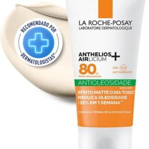 La Roche-Posay, Anthelios Airlicium, Protetor Solar Facial Antioleosidade, Controle e Redução da Oleosidade, FPS80, Textura Gel Creme, Toque Seco, 40g