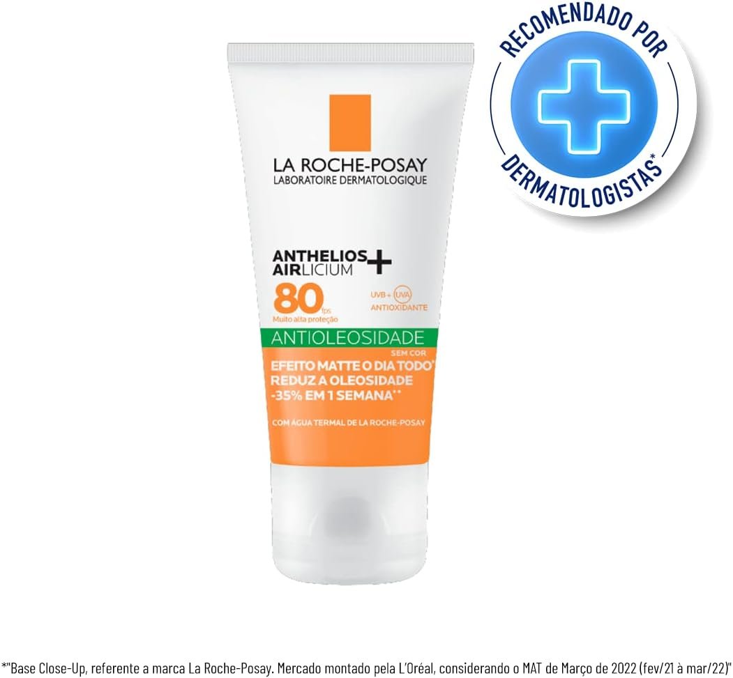 La Roche-Posay, Anthelios Airlicium, Protetor Solar Facial Antioleosidade, Controle e Redução da Oleosidade, FPS80, Textura Gel Creme, Toque Seco, 40g 2 La Roche-Posay, Anthelios Airlicium, Protetor Solar Facial Antioleosidade, Controle e Redução da Oleosidade, FPS80, Textura Gel Creme, Toque Seco, 40g - Imagem 2