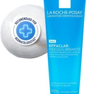 La Roche-Posay Effaclar Reequilibrante 100g, Espuma Cremosa de Limpeza para Peles Mistas a Oleosas.
