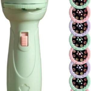 Lanterna infantil, 80 slides padrão e 10 cartões de projeção, projetor de histórias infantis para a hora de dormir, presentes de aniversário para crianças, verde, projetor de lanterna para crianças