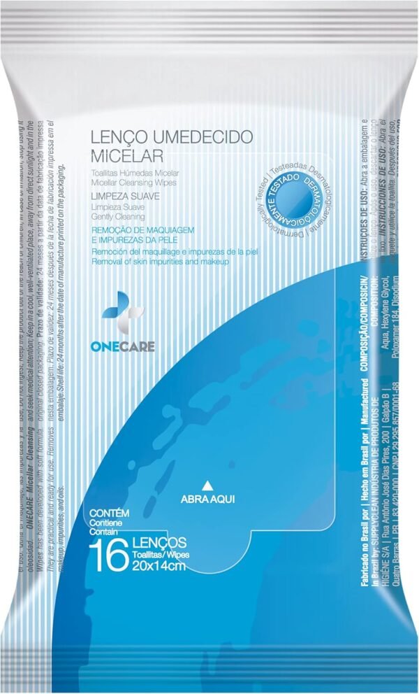 Lenço Umedecido Micelar One Care, One Care, Branco, Pequeno