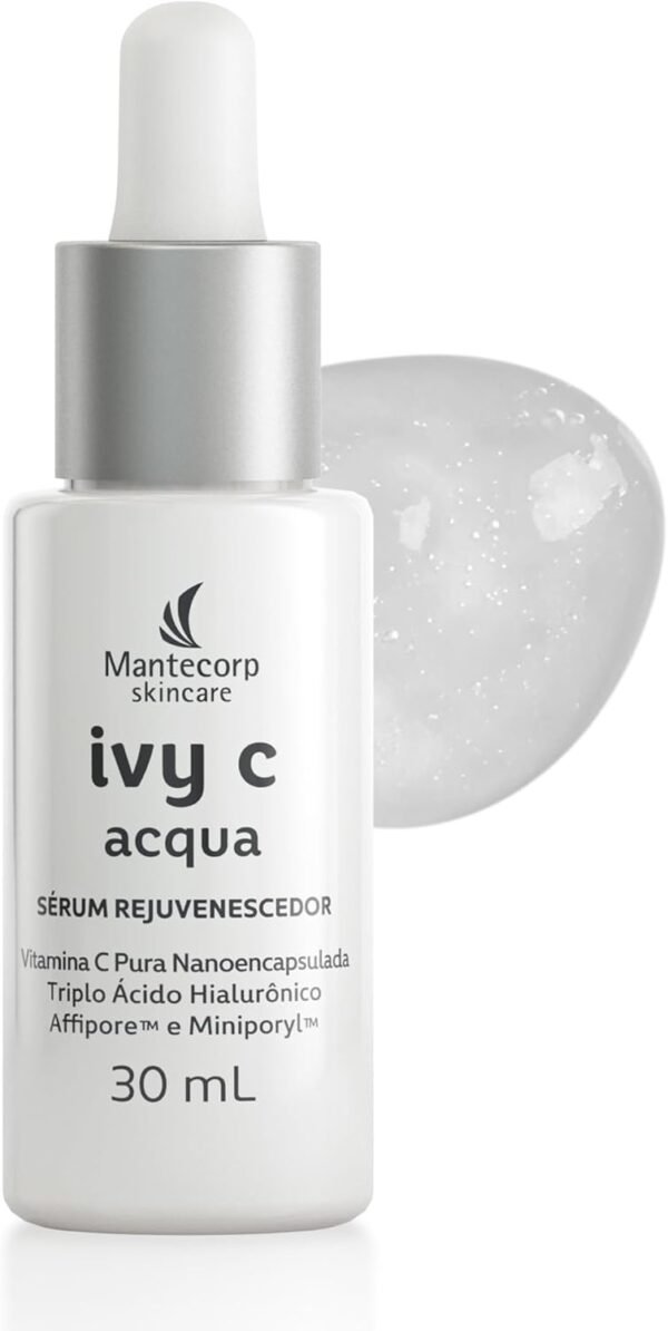 MANTECORP - Creme Rejuvenescedor Facial Ivy C Acqua - Reduz Rugas, Controla Oleosidade e Poros Dilatados, Vitamina C Pura Nanoencapsulada - 30ml