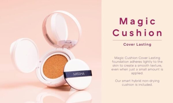 MISSHA Magic Cushion Foundation No.23 Natural Bege Para Pele Clara Com Tom De Pele Neutro Cobertura Impecável, Acabamento Úmido, Fácil Aplicação Para Todos Os Tipos De Pele - Imagem 2