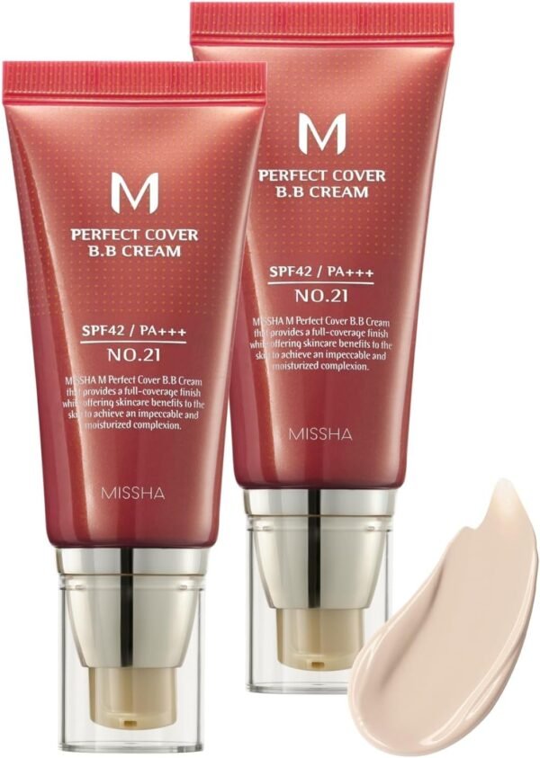 MISSHA Perfect Cover Bb Cream Dual Pack No.21 Bege Claro - Claro Com Subtom Frio Fps 42 Pa +++ 1,69 Fl Oz - Hidratante Com Cor Para O Rosto Com Fps