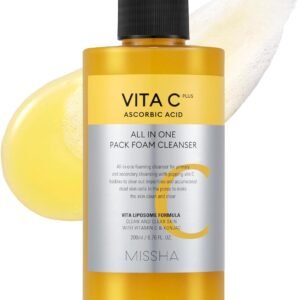 MISSHA Vita C Limpador facial multifuncional de espuma de bolhas 200 ml - Detox de poros profundos, bolhas mágicas com 99% de vitamina C pura, sabonete facial coreano - remove impurezas, maquiagem