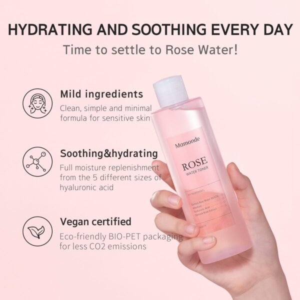 Mamonde Rose Water Toner for Face, Alcohol-Free, Organic, 8.45 Fl Oz - Imagem 2