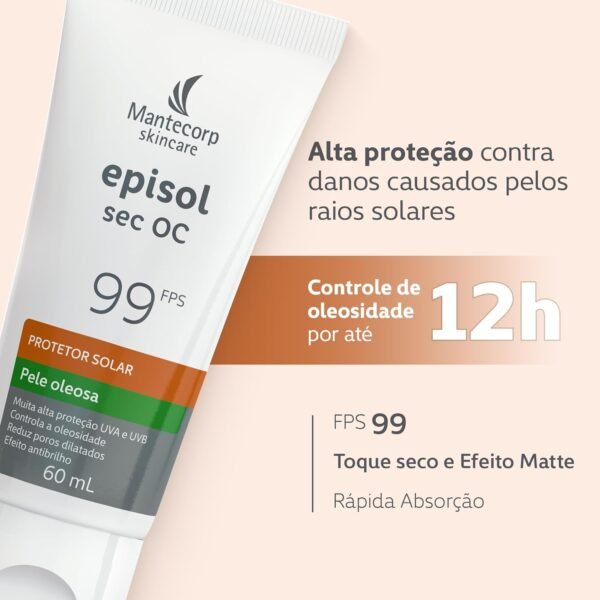 Mantecorp Episol Sec OC FPS 99 60G – Protetor Solar Facial Antioleosidade de Longa Duração - Imagem 2