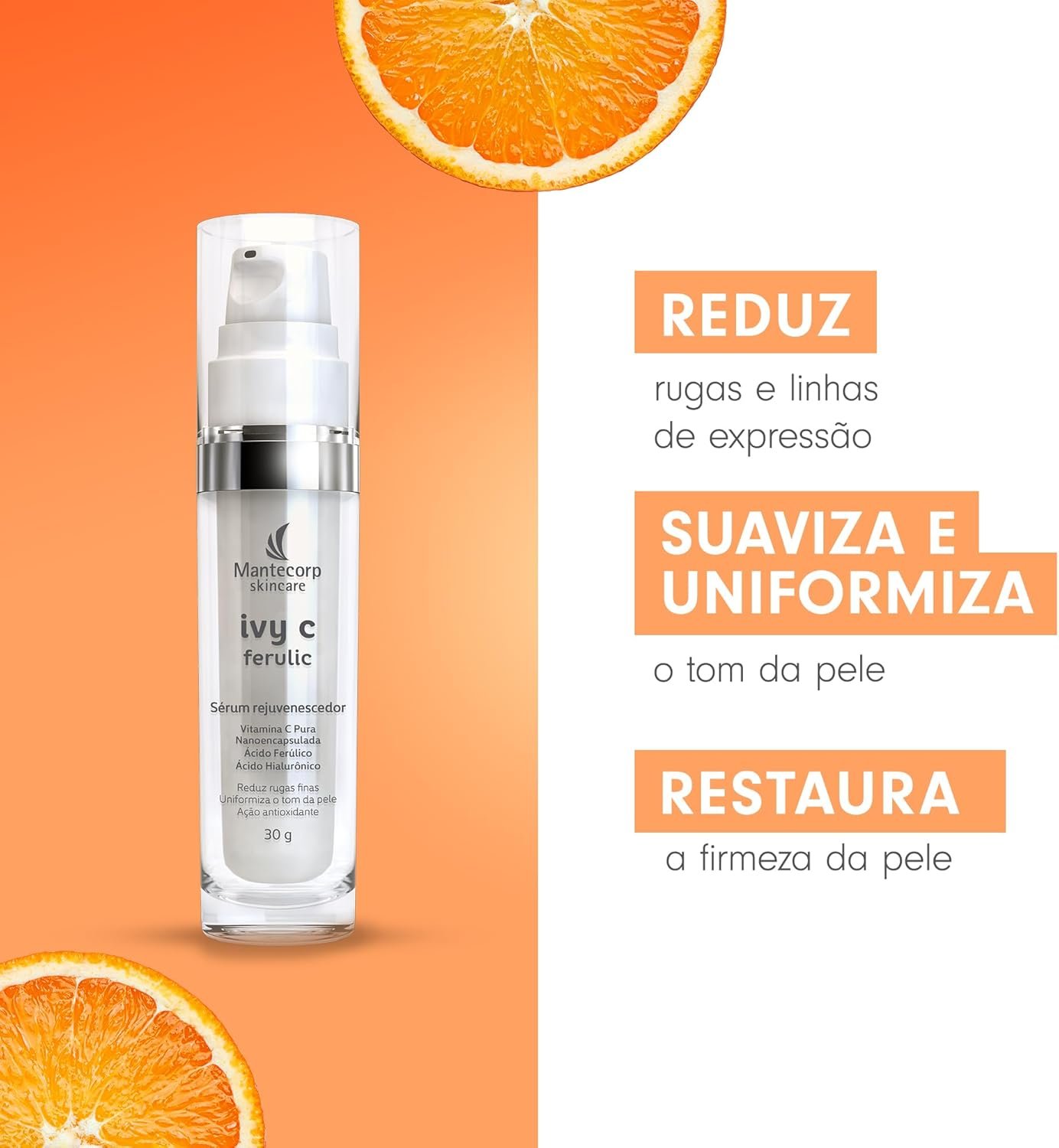 Mantecorp Ivy C Ferulic Sérum 30G – Antioxidante Facial com Vitamina C e Ação Rejuvenescedora 2 Mantecorp Ivy C Ferulic Sérum 30G – Antioxidante Facial com Vitamina C e Ação Rejuvenescedora - Imagem 2