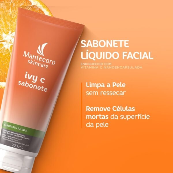 Mantecorp Ivy C Sabonete Líquido Facial 200ML – Limpeza Suave com Vitamina C Antioxidante - Imagem 2