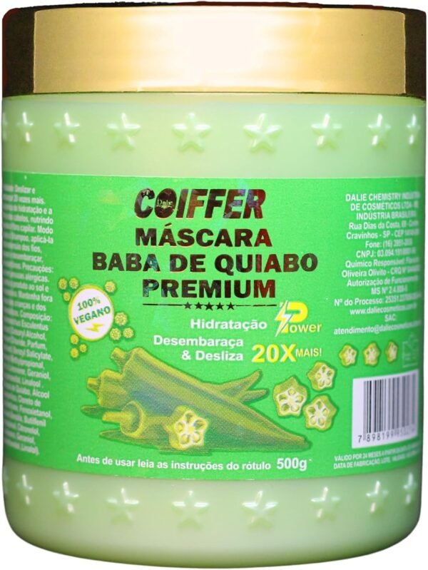 Máscara Baba de Quiabo Premium Desembaraça e Desliza 20x+ Coiffer 500g