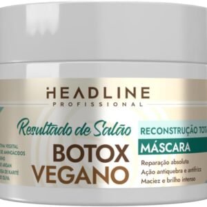 Máscara Botox Vegano - Reconstrução Total, Recupera e Reduz a Quebra - HEADLINE Resultado de Salão - 300g