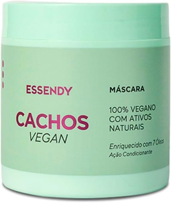 Máscara Cachos Vegan 500G - Hidratação Profunda, Nutrição Intensa, Brilho e Maciez - Enriquecida com 7 Óleos Naturais - Vegano, Sem Sulfatos, Parabenos ou Corantes - Essendy