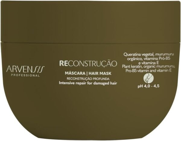 Máscara Capilar Reconstrutora p/Cabelo Danificado Natural Vegana 250g Arvensis