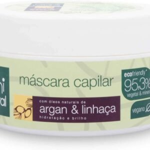 Mascara Capilar Vegana e Natural Argan e Linhaça, Cabelos Hidratados e Saudaveis, Boni Natural, Branco