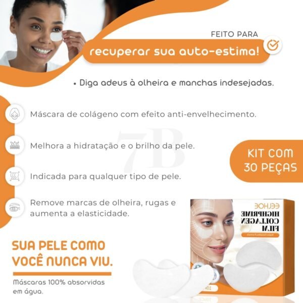 Máscara de Colágeno Hidrolisado Dissolve na Pele com Hiarulônico Filme Solúvel Facial Firmeza da Pele Tratamento Máximo 30 Pcs - Imagem 2