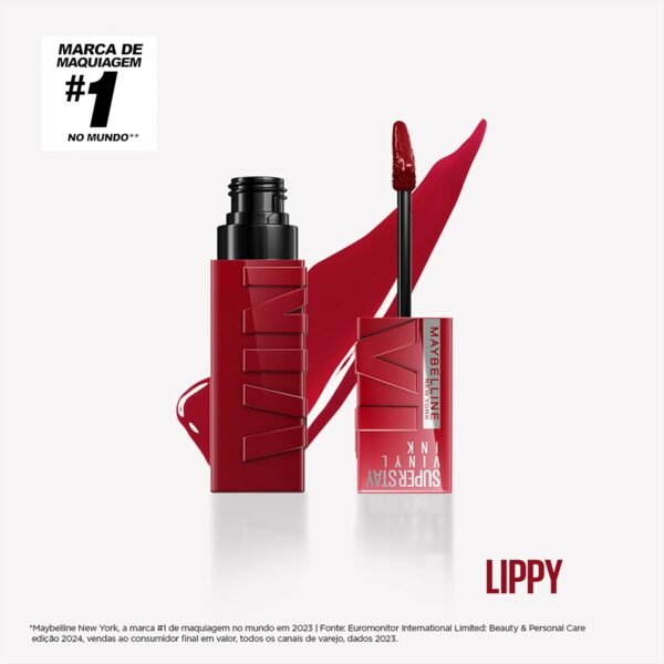 Maybelline NY Batom Líquido Longa Duração, Acabamento Espelhado e Brilho Instantâneo Super Stay Vinyl Ink Lippy 4,2ml - Imagem 2