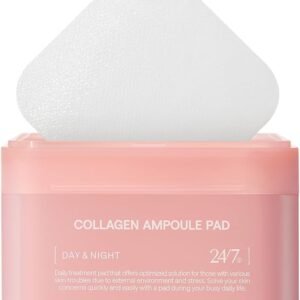 Mediheal MEDIHEAL Collagen Ampoule Pad – Square Cotton Facial Toner Pads Collagen & Ceramide - Skin Firming & Restore Elasticity - Tighten Wrinkles & Lines - Vegan Eco Silk Pads, 100 Pads