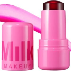 Milk Makeup Tinta gelatinosa de água refrescante – Lábios transparentes + manchas de bochecha com colágeno vegano, água do mar + Aloe – Hidratante, longa duração, tonalidade labial montável + blush