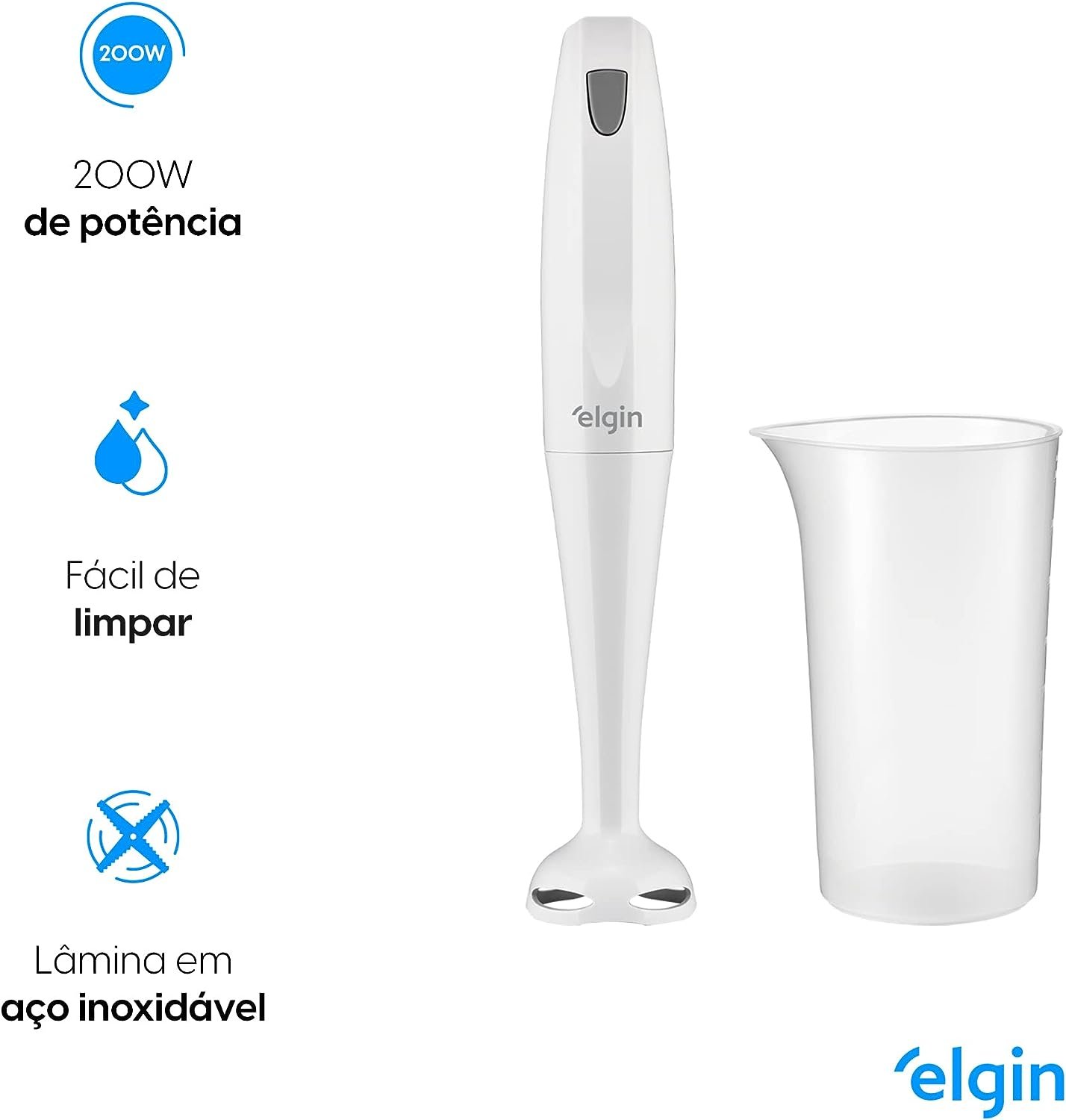 Mixer de Mão 200W Elgin Compacto e Leve, ergonômico e fácil de limpar Branco 110v 2 Mixer de Mão 200W Elgin Compacto e Leve, ergonômico e fácil de limpar Branco 110v - Imagem 2