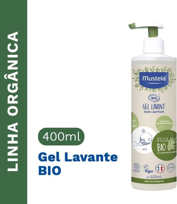 Mustela Gel Lavante Corpo E Cabelo Bio 400Ml - Sabonete Líquido Vegano Sem Fragrância Fórmula Biodegradável Com 97% De Ingredientes De Origem Natural - Imagem 2