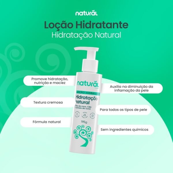 NATURAL Combo Loção Hidratante Corporal Natural com Óleo de Coco, CBA e Extrato de Romã - Kit com 3 Unidades - Hidratação e Cuidado para Todos os Tipos de Pele - Imagem 2
