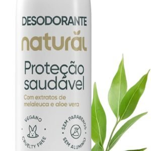 NATURAL Desodorante com Extratos de Melaleuca e Aloe Vera - Proteção Saudável - Purificante e Hidratante - Sem Alumínio - Vegano - 120 ml