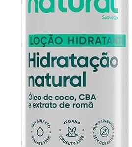 NATURAL Loção Hidratante com Óleo de Coco, CBA e Extrato de Romã - Hidratação Profunda e Intensa - Todos os Tipos de Pele - Vegano - 195g