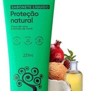 NATURAL Sabonete Líquido com Óleo de Coco e Extrato de Romã - Hidratação Profunda e Intensa - Todos os Tipos de Pele - Vegano - 237ml