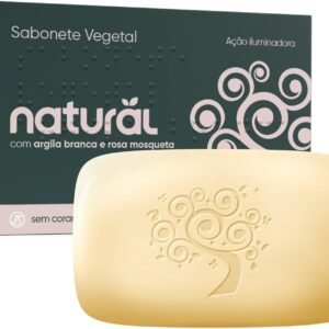 NATURAL Sabonete em Barra Natural com Argila Branca e Óleo de Rosa Mosqueta - Hidratação Suave - Antioxidante e Calmante - Uniformiza o Tom da Pele - Vegano - 80g