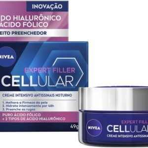 NIVEA Creme Facial Antissinais Cellular Filler Noite 49g - Reduz profundamente as rugas, diminui linhas de expressão e deixa a pele com aparência jovem, com ácido hialurônico