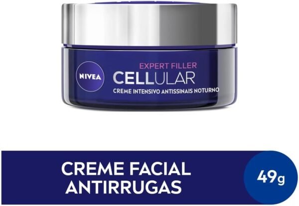 NIVEA Creme Facial Antissinais Cellular Filler Noite 49g - Reduz profundamente as rugas, diminui linhas de expressão e deixa a pele com aparência jovem, com ácido hialurônico - Imagem 2
