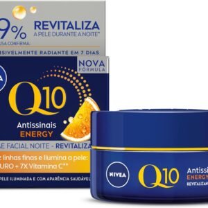 NIVEA Creme Facial Antissinais Q10 Energy Noite 50g - Creme que atua à noite para deixar sua pele iluminada, firme e com aparência mais jovem, resultados em 2 semanas