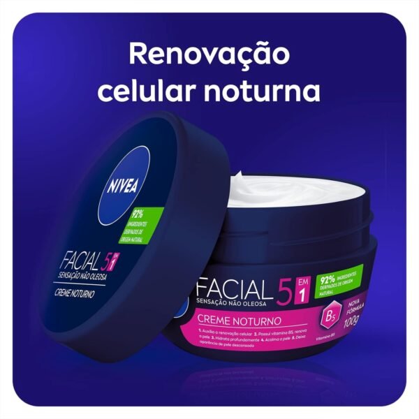 NIVEA Creme Facial Noturno - O potinho noturno dos queridinhos da hidratação facial, auxilia a renovação celular e hidrata profundamente a pele enquanto você dorme - 100g - Imagem 2