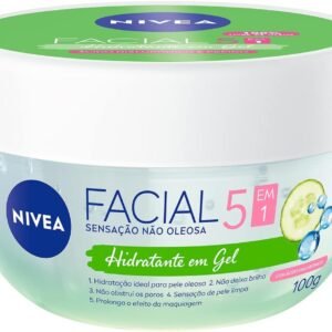 NIVEA Hidratante Facial em Gel 100g - Sua fórmula especial deixa a pele sequinha e bem cuidada por 24h, não obstrui os poros e controla a oleosidade, com ácido hialurônico e pepino
