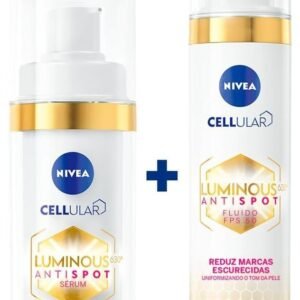 NIVEA Kit Antimanchas - Sérum Luminous 630 30ml + Fluido Protetor FPS 50 Luminous 630 40ml - Sérum reduz marcas escurecidas. Fluido conta com fórmula de textura leve e filtro UVA/UVB