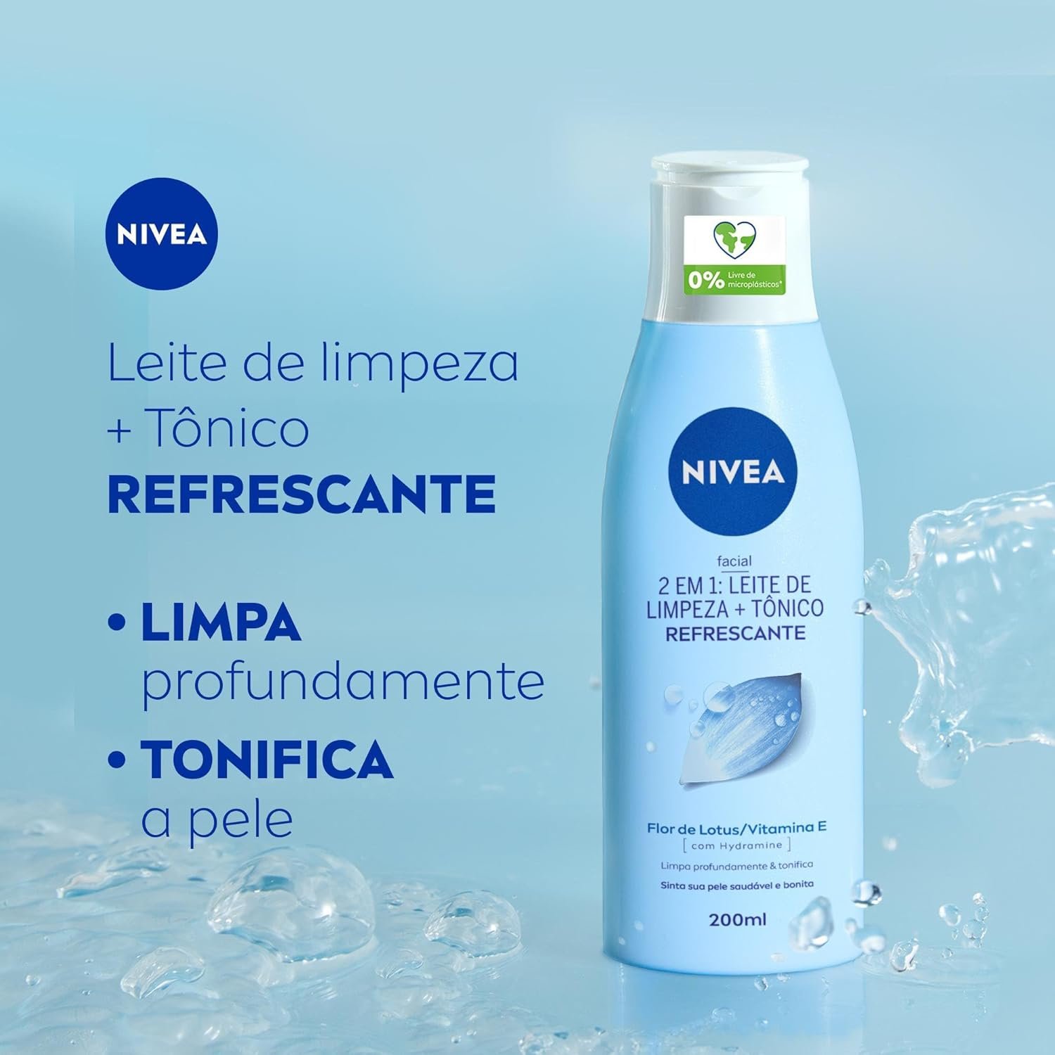 NIVEA Loção 2 em 1 200ml - Leite de Limpeza e Tônico - Remove as impurezas, inclusive resíduos de maquiagem e poluição, tonifica profundamente e deixa a pele mais saudável - Cuidado facial 2 NIVEA Loção 2 em 1 200ml - Leite de Limpeza e Tônico - Remove as impurezas, inclusive resíduos de maquiagem e poluição, tonifica profundamente e deixa a pele mais saudável - Cuidado facial - Imagem 2
