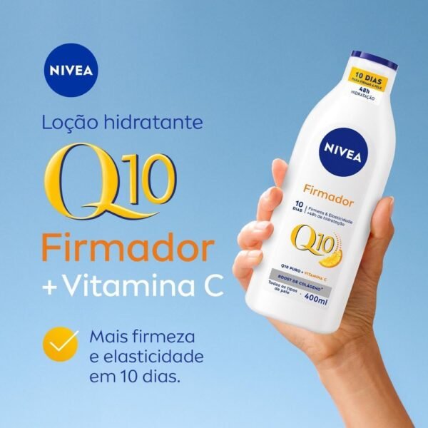 NIVEA Loção Hidratante Firmador Q10 + Vitamina C Todos os Tipos de Pele 400ml - Sua pele com mais firmeza e mais elasticidade em 10 dias, ainda hidratada e cheia de brilho, livre de flacidez - Imagem 2