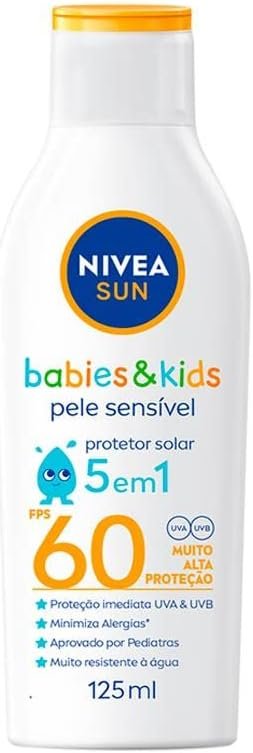 NIVEA SUN Protetor Solar Kids & Babies Pele Sensível FPS 60 125ml 1 NIVEA SUN Protetor Solar Kids & Babies Pele Sensível FPS 60 125ml