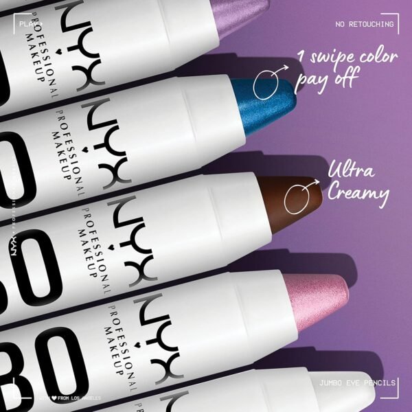 NYX PROFESSIONAL MAKEUP Lápis de olho jumbo, bastão de sombra misturável e lápis delineador - leite e feijão preto (pacote com 2) - Imagem 2