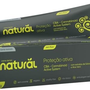 Natural – Creme Dental Natural com CBA, Sálvia e Aloe Vera – Higiene Bucal Suave e Refrescante – 80g