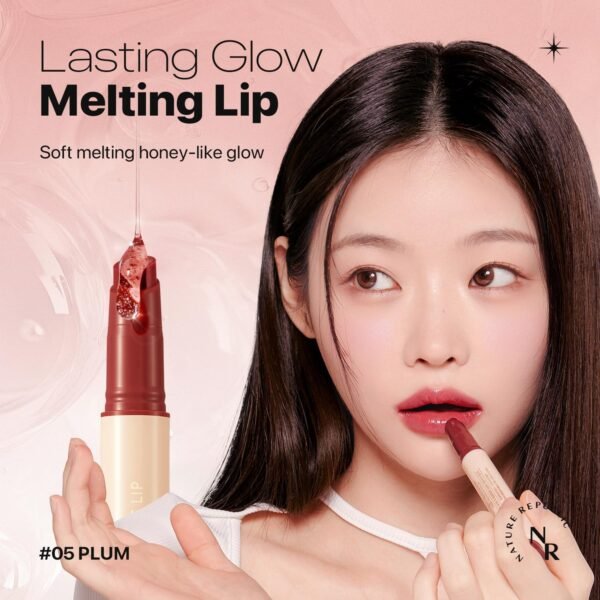 Nature Republic Lábios derretidos de mel (05 plumas), bastão labial macio, brilho hidratante, bálsamos hidratantes, tonalidade transparente, acabamento brilhante e brilhante, maquiagem coreana - Imagem 2