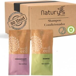 Naturys Kit 50 Shampoo e Condicionador 15ml Ecológico Vegano Hotel Motel Pousada Spa