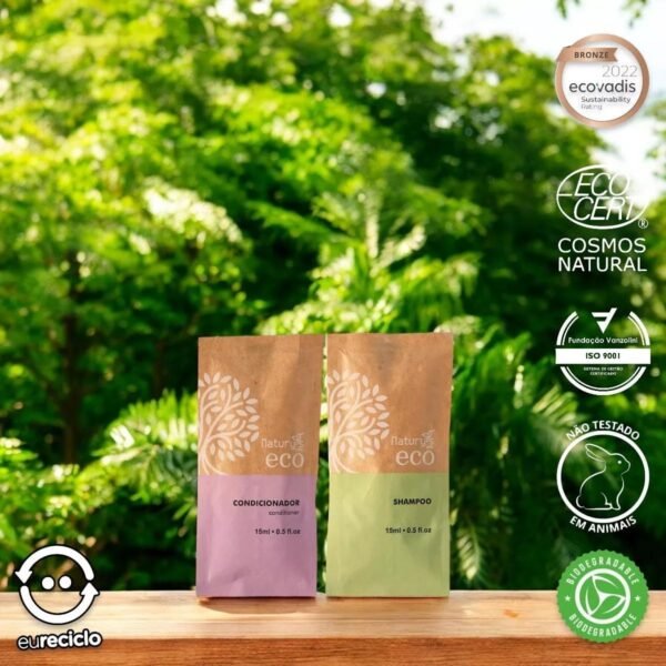 Naturys Kit 50 Shampoo e Condicionador 15ml Ecológico Vegano Hotel Motel Pousada Spa - Imagem 2