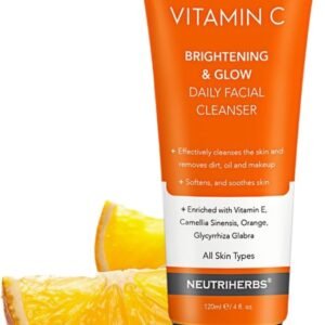 Neutriherbs Vitamin C Face Wash,Daily Facial Cleanser with Aloe & Hyaluronic Acid| Clean,Refresh,Brighten and Balance Complexion| For All Skin Type, 120ml e/ 4 fl. oz