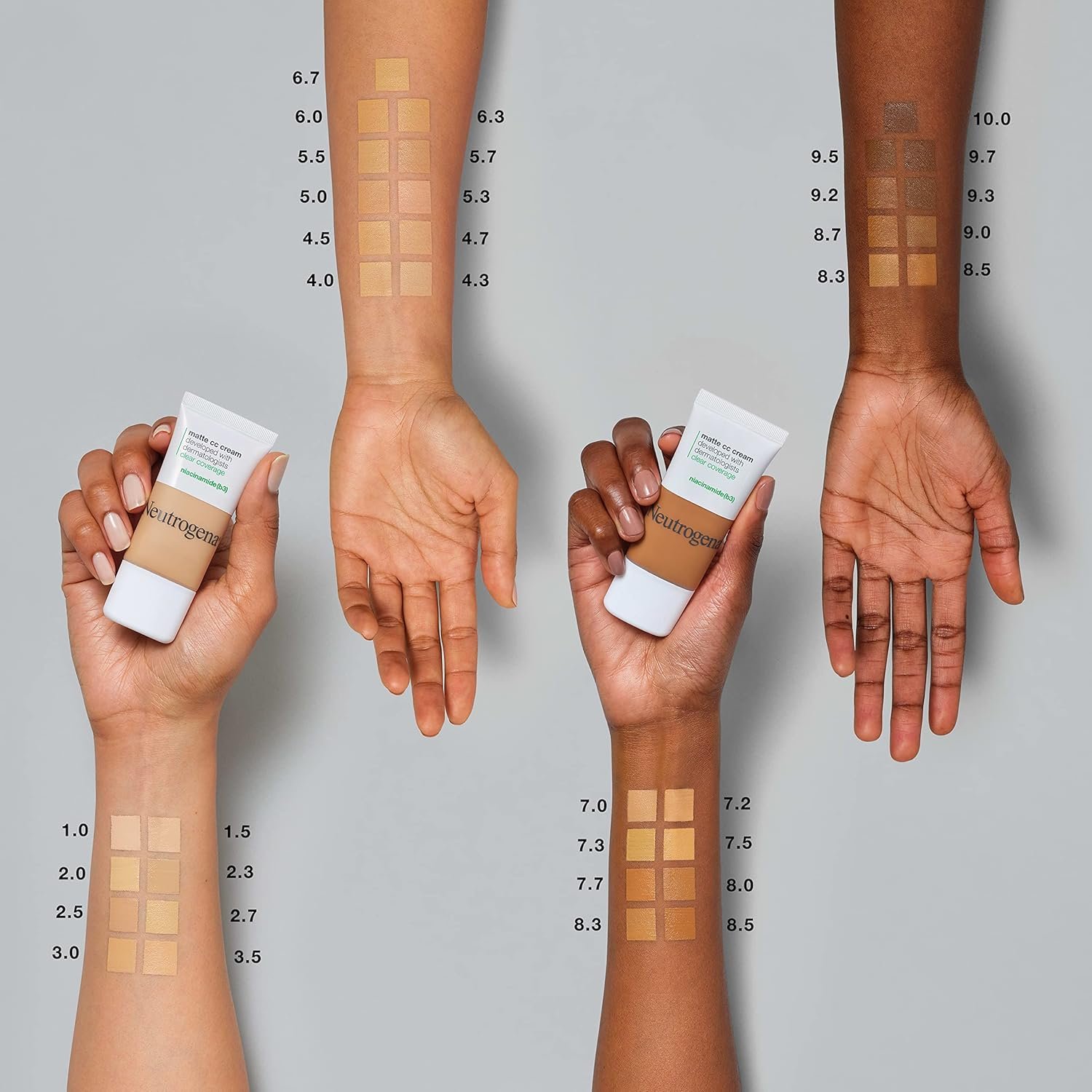 Neutrogena Creme CC fosco sem falhas com cobertura transparente, cobertura total de cor corretora creme maquiagem facial com niacinamida (b3), óleo, fragrância, sem parabeno e ftalatos, 2 Neutrogena Creme CC fosco sem falhas com cobertura transparente, cobertura total de cor corretora creme maquiagem facial com niacinamida (b3), óleo, fragrância, sem parabeno e ftalatos, - Imagem 2