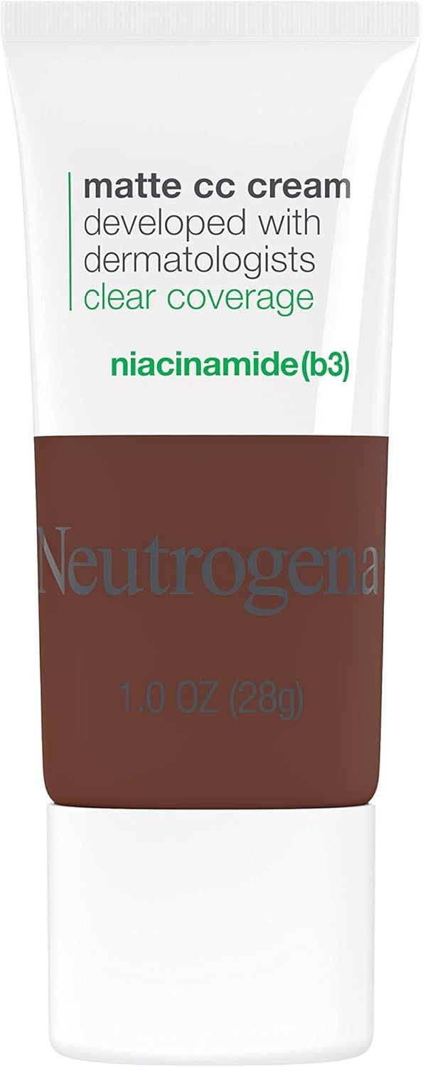 Neutrogena Creme CC fosco sem falhas com cobertura transparente, cobertura total de cor corretora creme maquiagem facial com niacinamida (b3), óleo, fragrância, sem parabeno e ftalatos, 1 Neutrogena Creme CC fosco sem falhas com cobertura transparente, cobertura total de cor corretora creme maquiagem facial com niacinamida (b3), óleo, fragrância, sem parabeno e ftalatos,