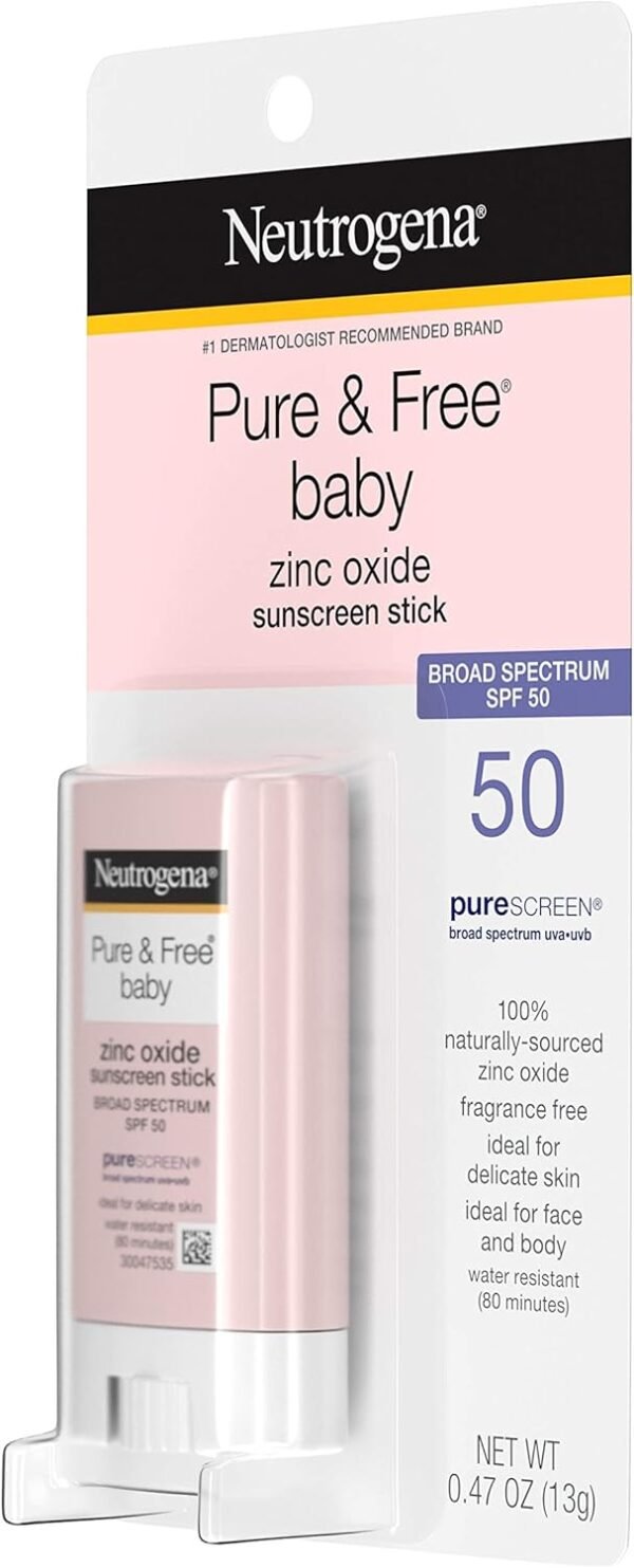 Neutrogena Protetor solar mineral para bebês puro e com FPS 50 de amplo espectro e óxido de zinco - Imagem 2