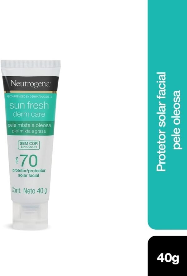 Neutrogena Sun Fresh Protetor Solar Facial Derm Care, Pele Oleosa, Sem Cor, FPS 70, 40g - Imagem 2